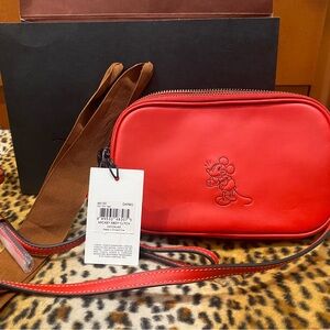 NWT Rare! Disney x Coach RED  Mickey Mouse Convertible Crossbody Bag